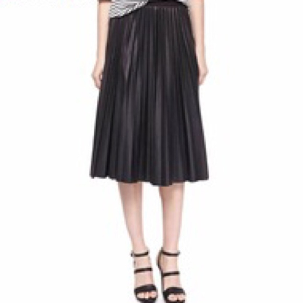 Black Pleated Midi Skirt