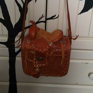 Leather horse saddle purse