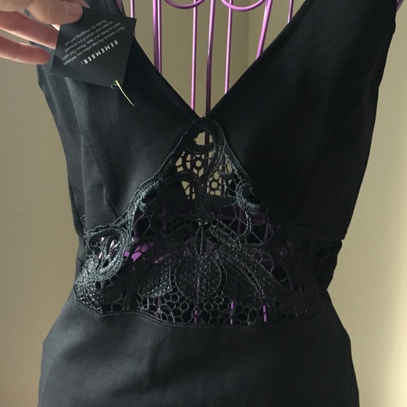 LAST CALL 9/11/22 - Black Cutout Abdomen Lace Appliqué Open Back Dress - Picture 6 of 7