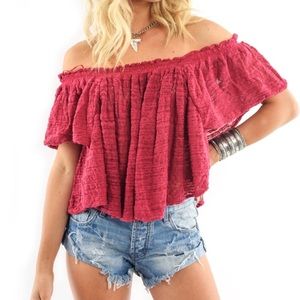 Free People Raspberry off the shoulder top