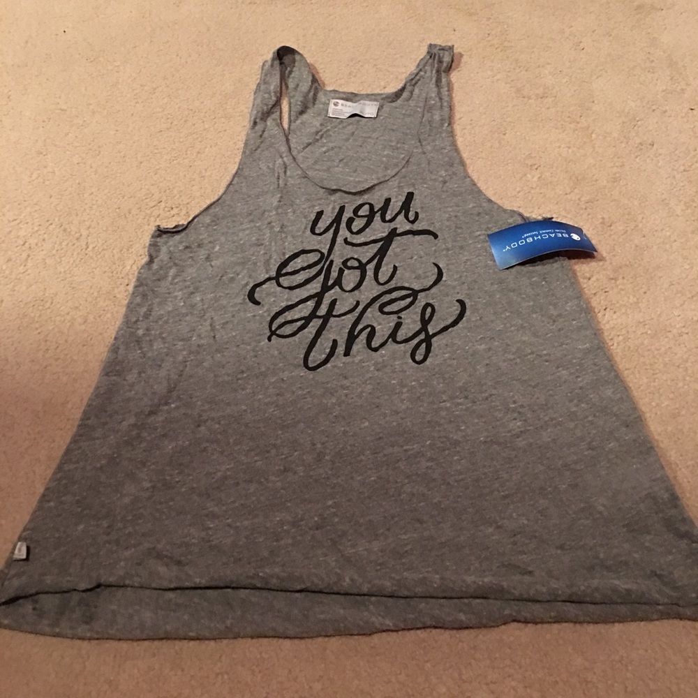 "You got this" text on heathered grey tank top