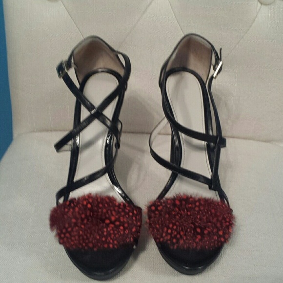 Designer JASON WU Strappy sandals with feathers