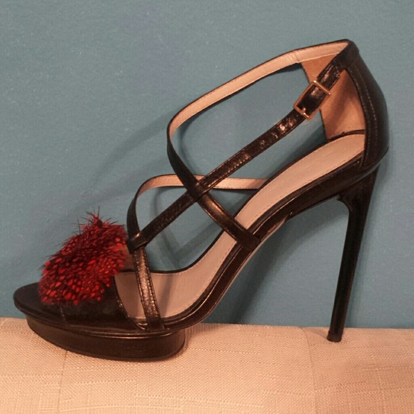 Designer JASON WU Strappy sandals with feathers
