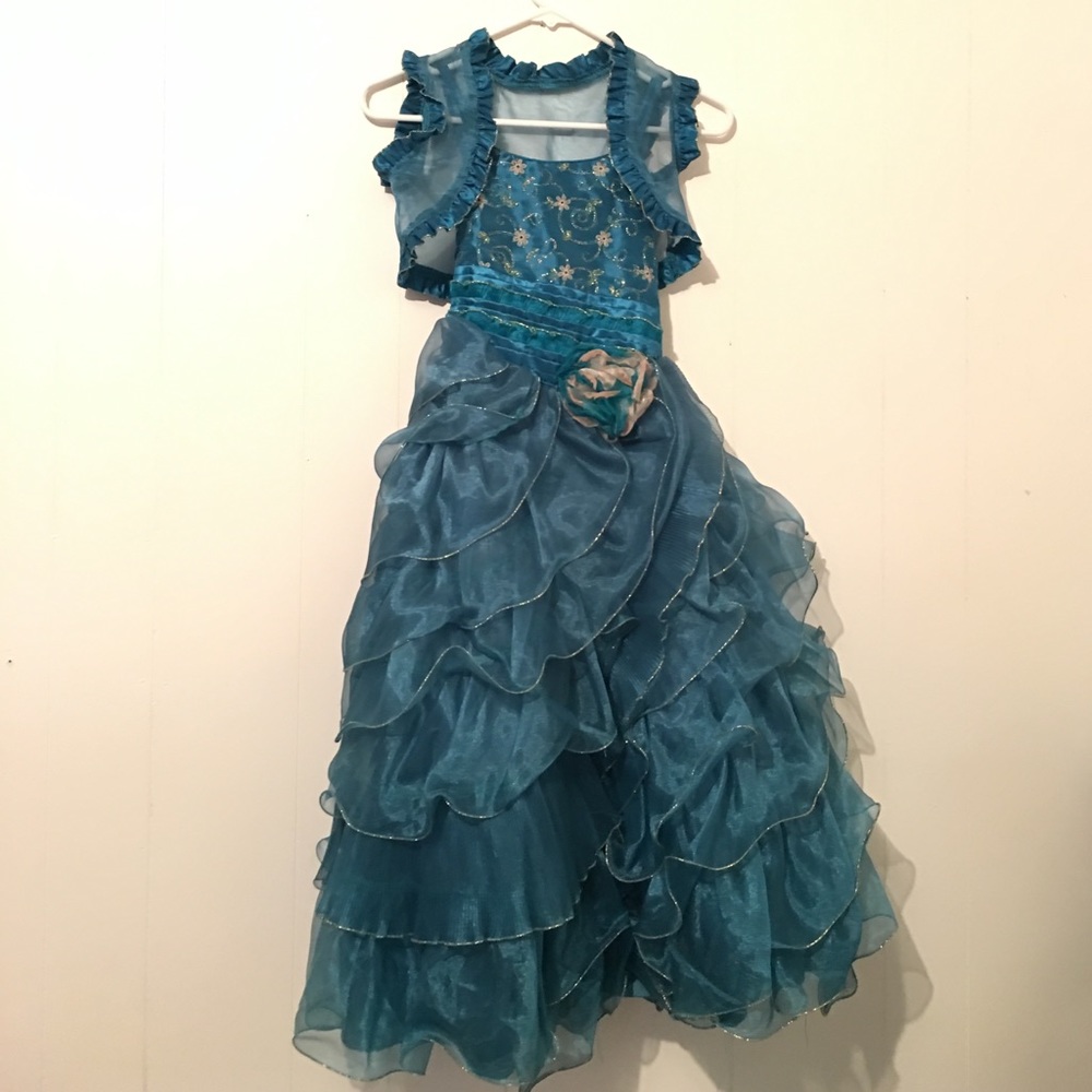 Turquoise with gold dress size 8