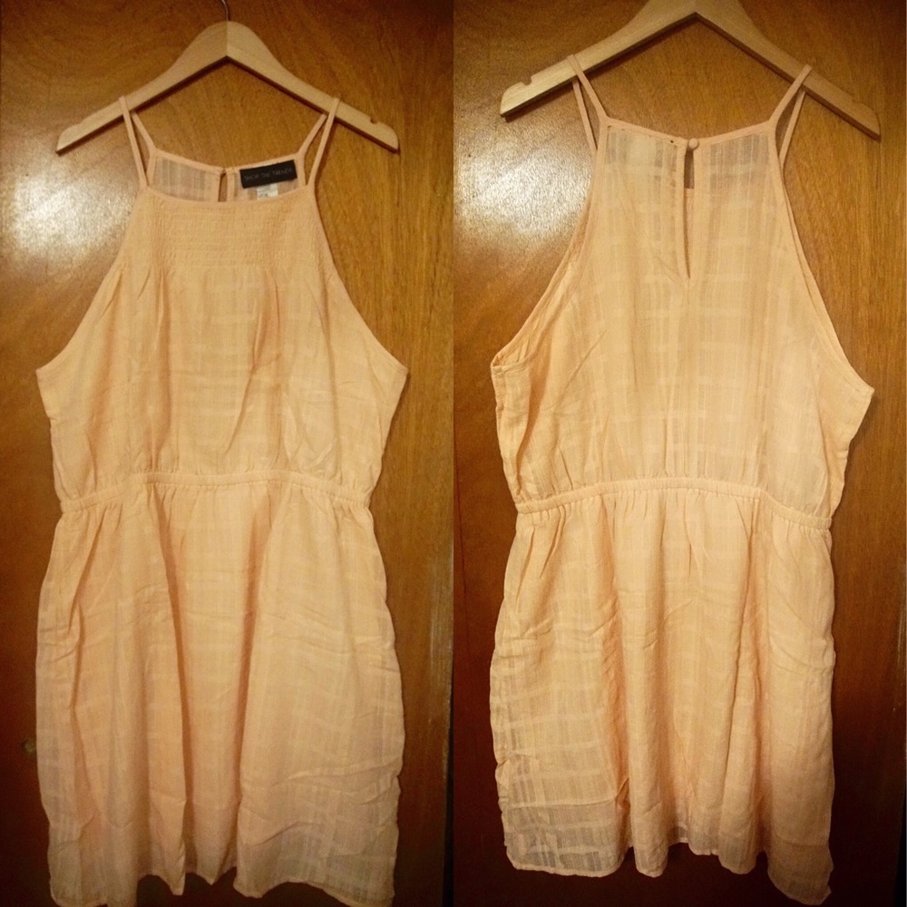 Plus Size Peach Summer Dress w/ Spaghetti Staps