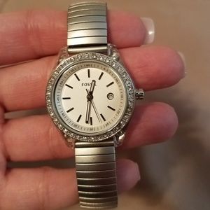 Silver Fossil Watch