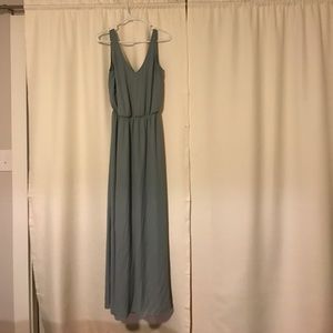 Sage color maxi bridesmaid dress