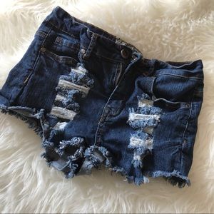 Cici Distressed High Waisted Jean Shorts