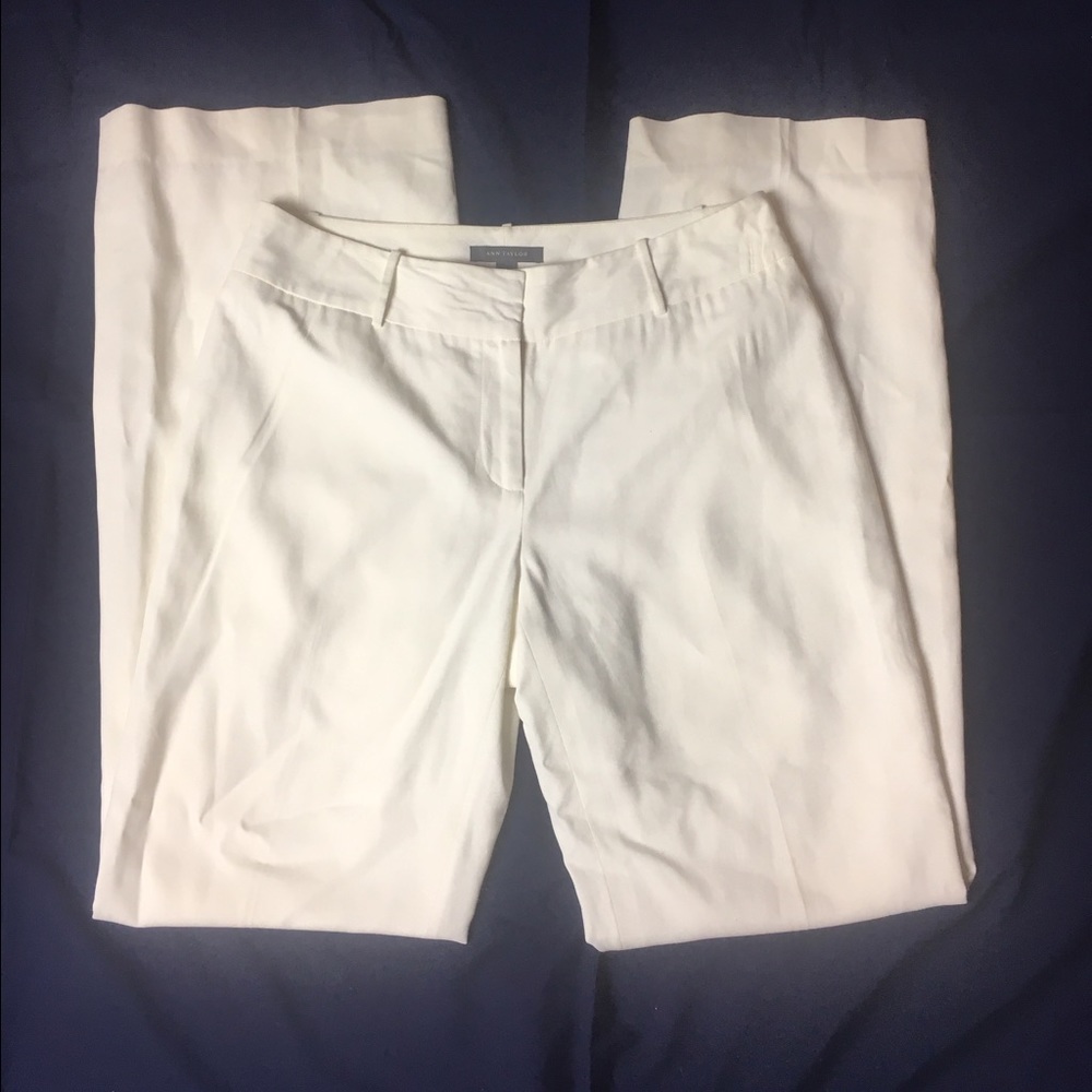 Ann Taylor White Signature Fit Career Pants 4