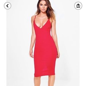 Midi red bodycon dress