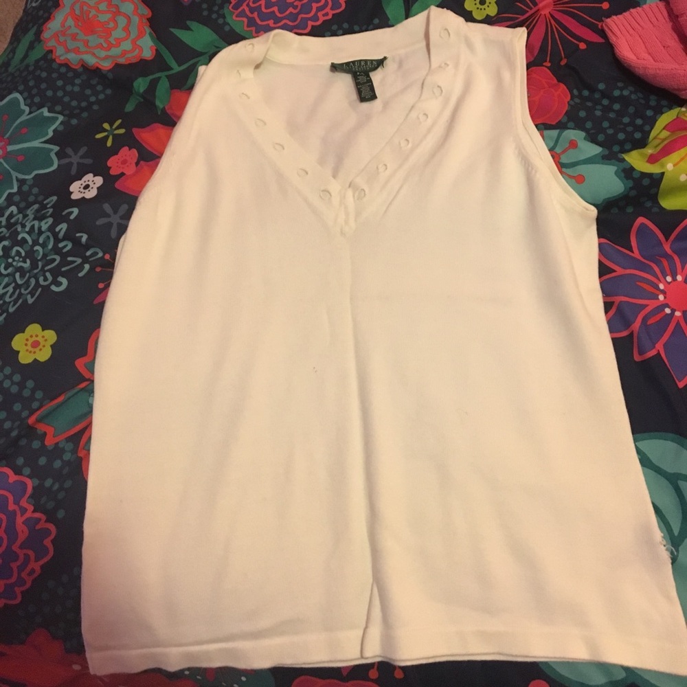 White Ralph Lauren top.
