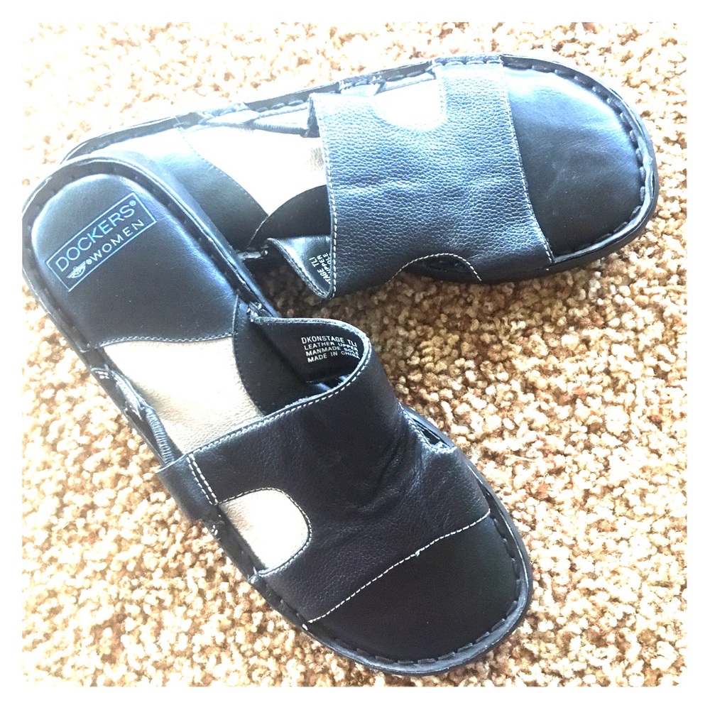 Black Leather DOCKERS Sandals size 8.5 EUC