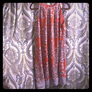 LOFT Orange and Cream Floral dress - like new