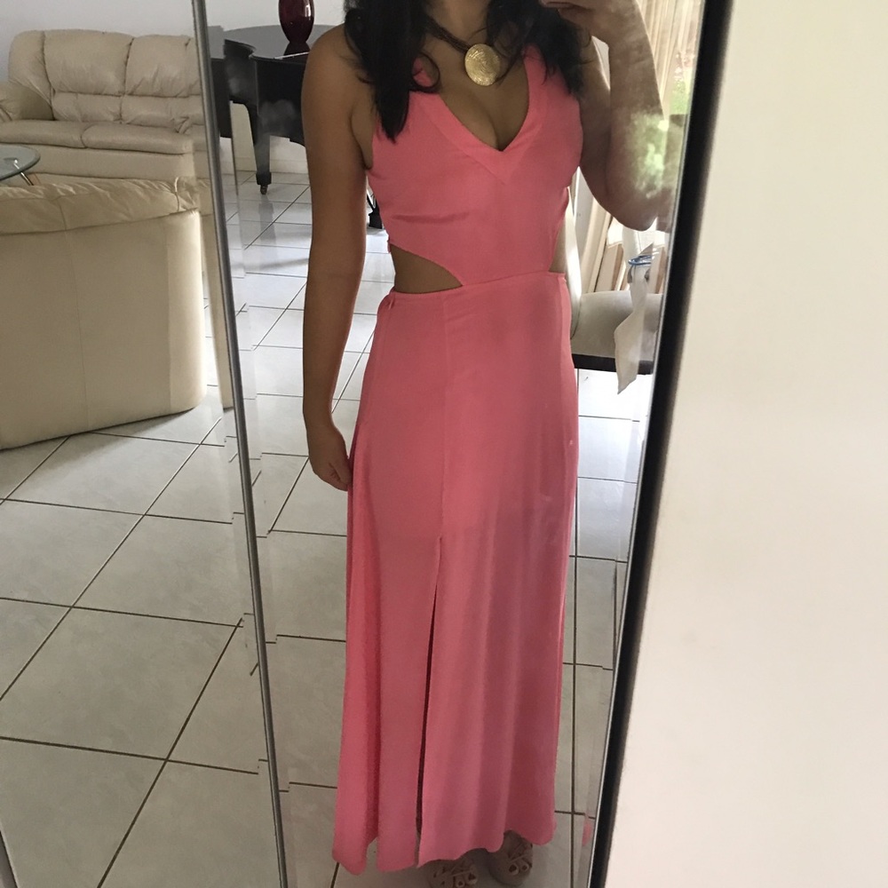 SEXY PINK CUT OUT FORMAL PROM GOWN - Picture 1 of 4