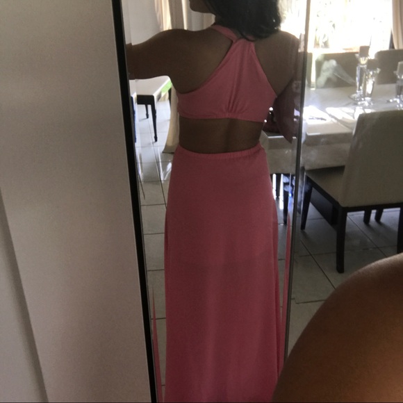 SEXY PINK CUT OUT FORMAL PROM GOWN - Picture 2 of 4