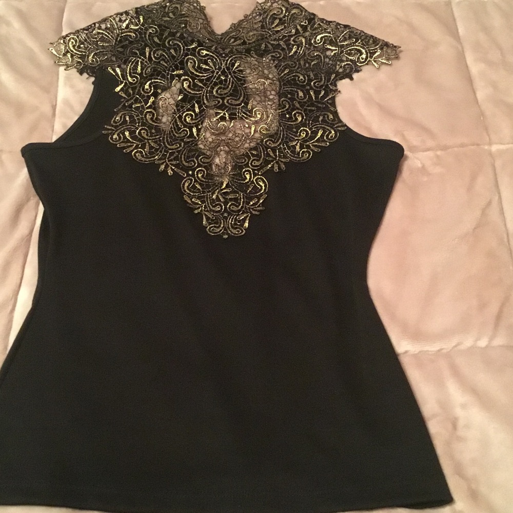 Black top with gold pattern