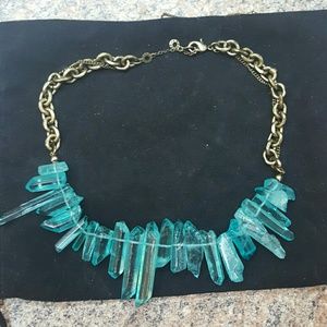 Blue, crystal, necklace