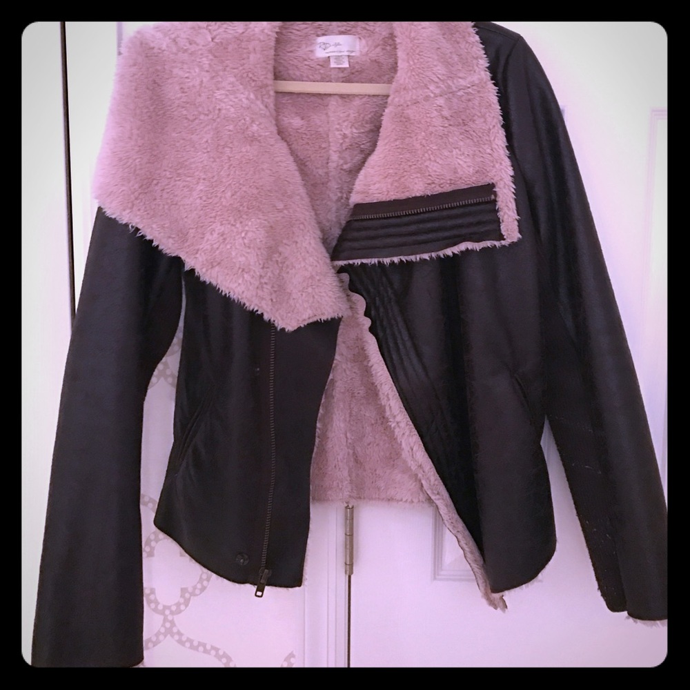 Shearling faux leather bomber