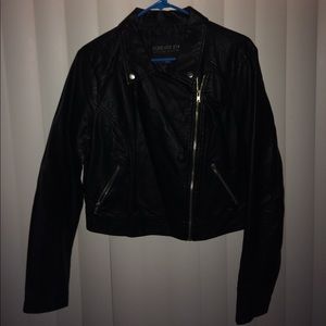 Black faux leather biker jacket