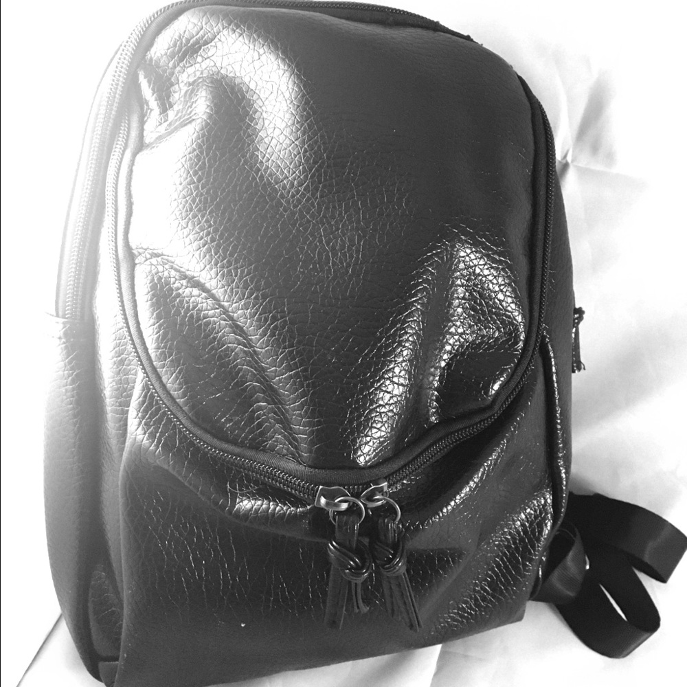 Black leather backpack