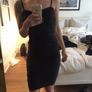 Sexy black fitted midi dress