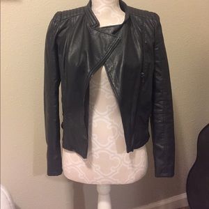 Dark Grey Faux Leather Jacket