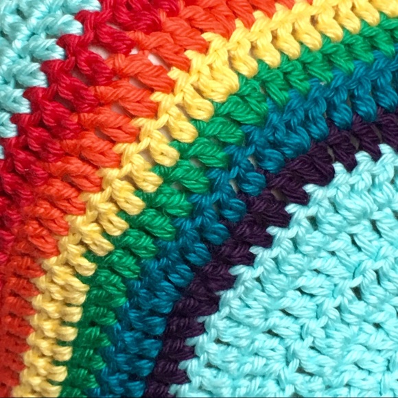 Rainbow Crochet Halter Crop Top Handmade - Picture 3 of 3