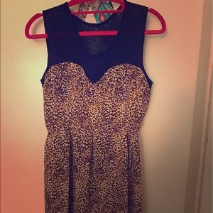 Dress, Animal print, sheer shoulder
