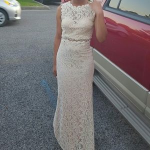 Nude Lace Prom Dress