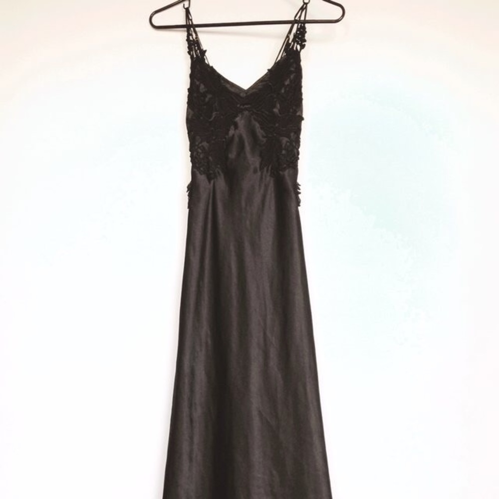 Flora Nikrooz Satin Slip Dress w embroidery trim