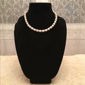 Culture pearl necklace with crystals. Holiday sale