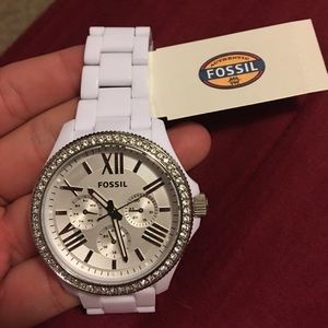 White Fossil Watch