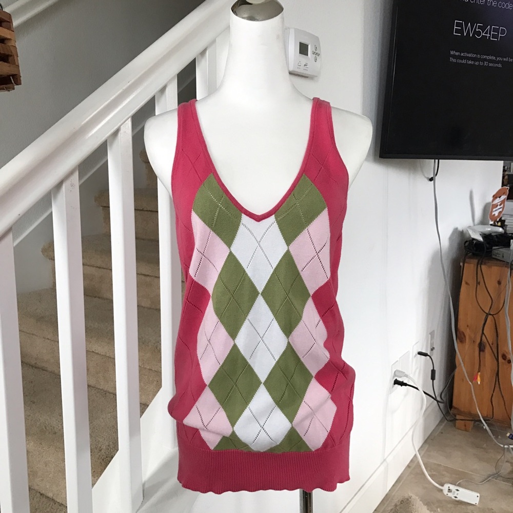 Pink Argyle Tank Top💞✳️