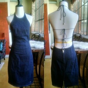 low back denim dress