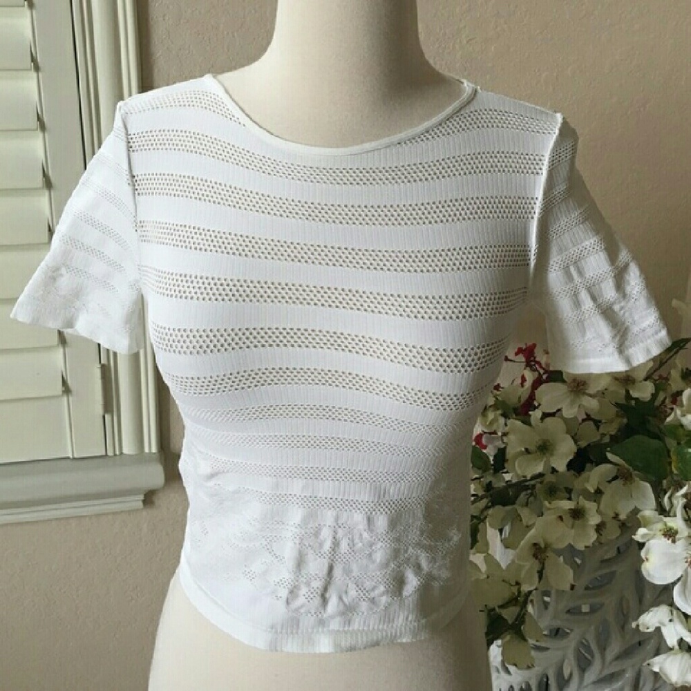 Marciano White Mesh Crop top sz S