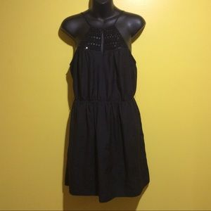 All black mid calf sleeve less Express dress