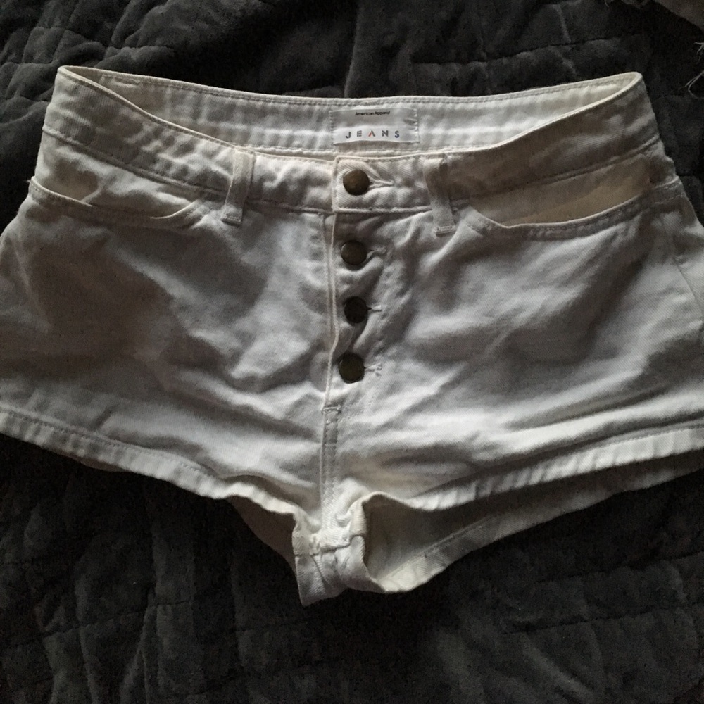 American apparel white high waisted shorts