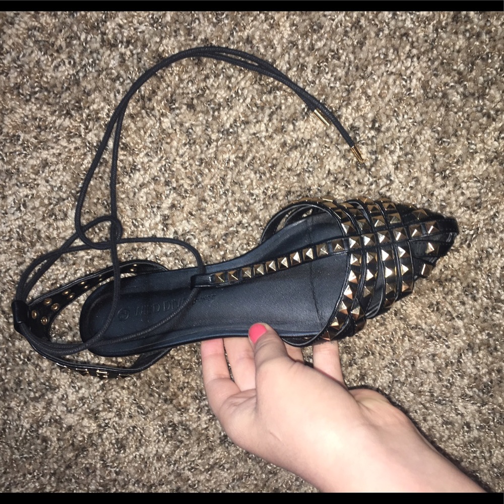 Studded black flats