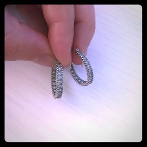 Blue topaz, white gold hoops