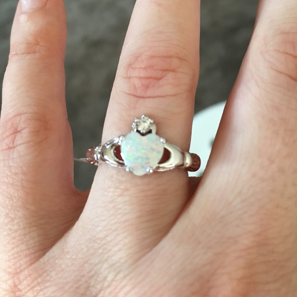 925 Stamped Lab Opal Ring.