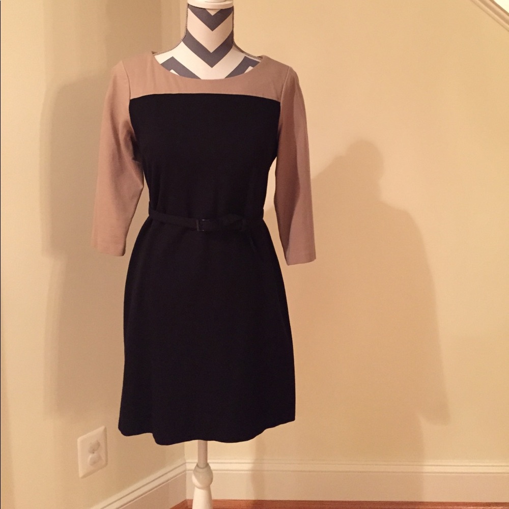Knit Tan/Black Dress w/Belt