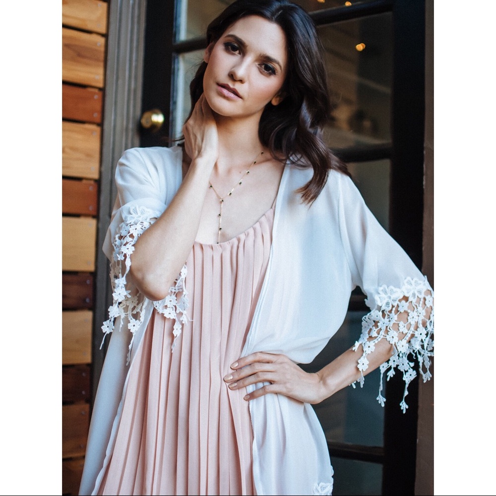 Sheer Lace Embellished Kimono