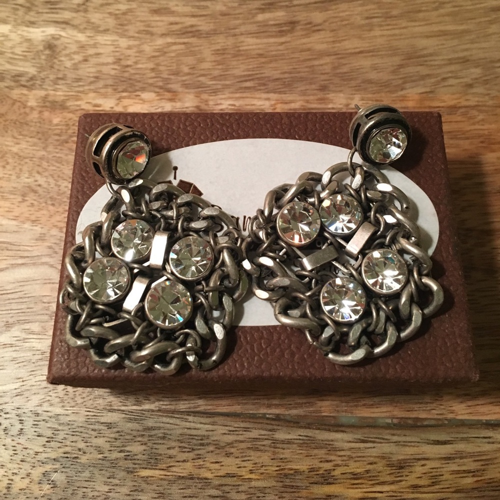 Silver and Crystal Chain Link Earrings