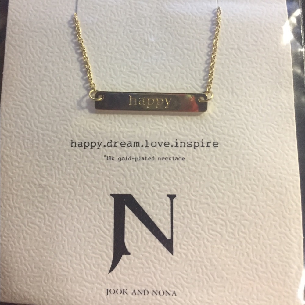 Jook And Nona "happy" 18k gold-plated necklace.