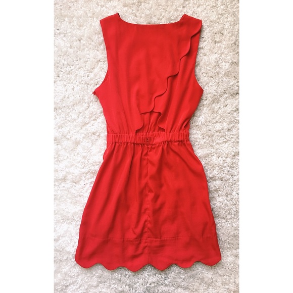 UO Red Scallop Hem Dress - Picture 5 of 5