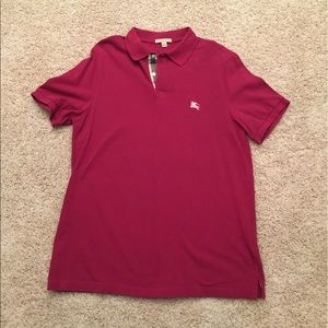 Men's Burberry Collared Polo Color Maroon Size XL