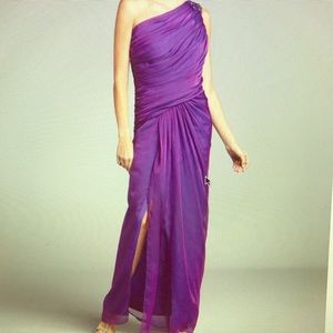 Amethyst Drape Embellished One Shoulder Gown