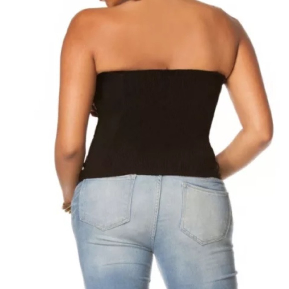 Plus Corset Black Faux Leather Quilted Zipper NEW - Picture 2 of 2