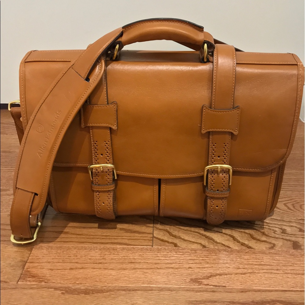 Allen Edmonds Walnut Saddle Double Flap Briefcase