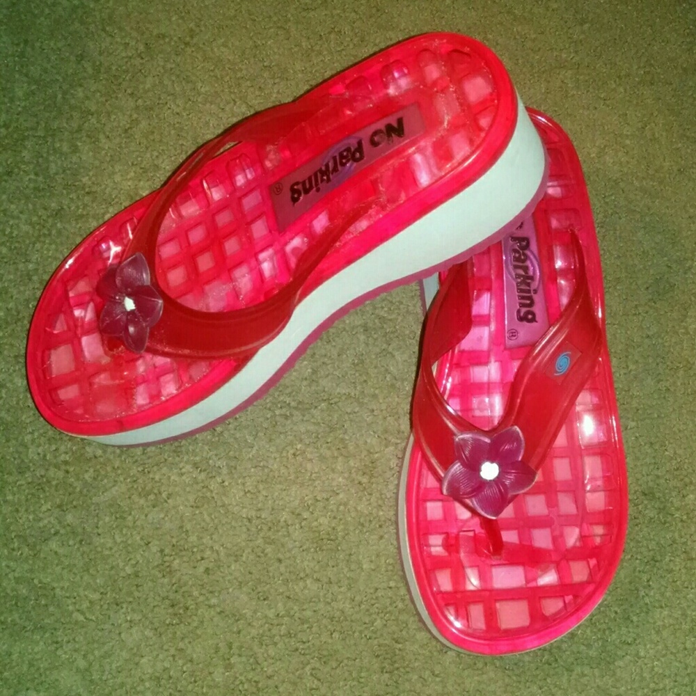 Vintage rare platform wedge sexy thong slippers shoes